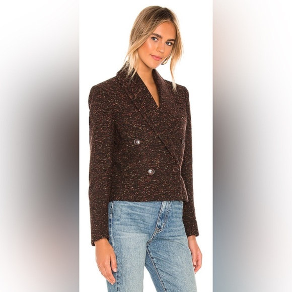 Anine Bing Brown Tweed Blazer with Metallic Accents SZ Medium - Picture 3 of 13